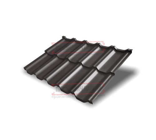 Металлочерепица модульная Квинта Uno 3D RR32 Drap-0,45