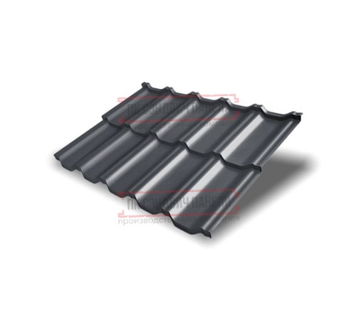 Металлочерепица модульная Квинта Uno 3D RAL7024 PurLite Мatt-0,5