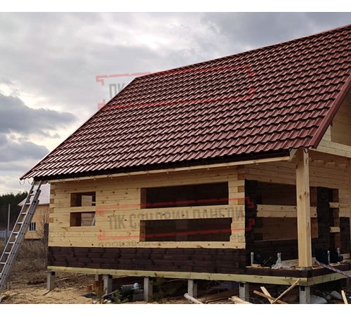 Металлочерепица модульная Квинта Uno 3D RAL3009 Velur-0,5