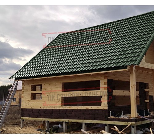 Металлочерепица модульная Квинта Uno 3D RR11 GreenСoat Pural-0,5