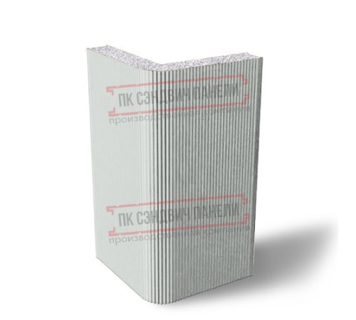 Угловая сэндвич-панель вертикальная из пенополистирола, 0.5/0.5, ширина 1000 мм, толщина 10 мм, RAL7047