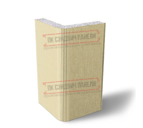 Угловая сэндвич-панель вертикальная из пенополистирола, 0.5/0.5, ширина 1000 мм, толщина 10 мм, RAL1014