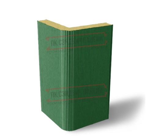Угловая сэндвич-панель вертикальная из пенополиуретана, 0.5/0.5, ширина 1200 мм, толщина 50 мм, RAL6002