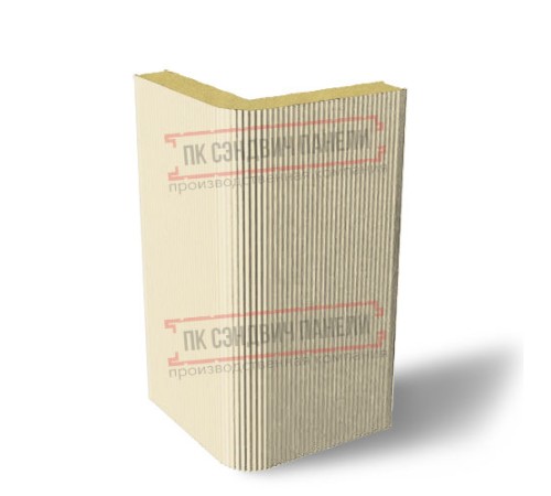 Угловая сэндвич-панель вертикальная из пенополиуретана, 0.5/0.5, ширина 1000 мм, толщина 10 мм, RAL1015