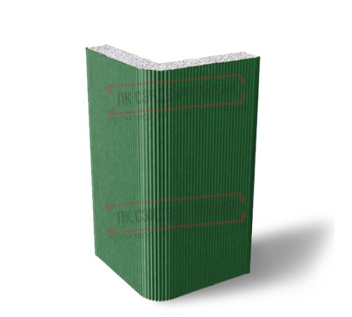 Угловая сэндвич-панель вертикальная из пенополистирола, 0.5/0.5, ширина 1000 мм, толщина 250 мм, RAL6002