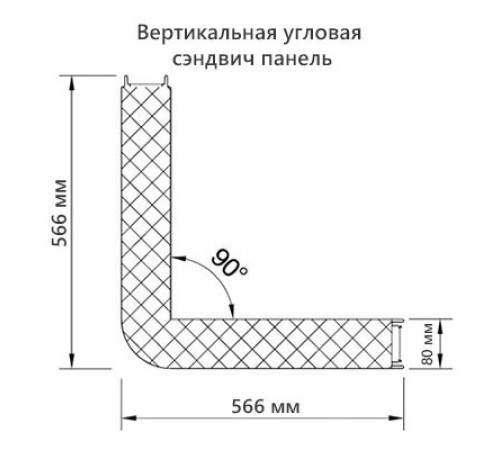 Угловая сэндвич-панель вертикальная из пенополистирола, 0.5/0.5, ширина 1000 мм, толщина 80 мм, RAL5005