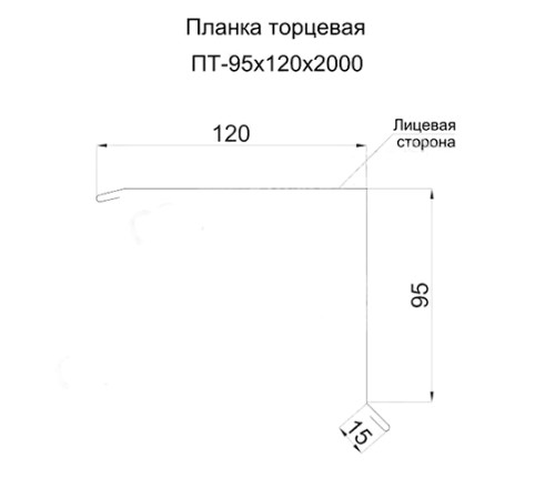 Планка торцевая 95х120х2000 ПЛ-1015-0.5