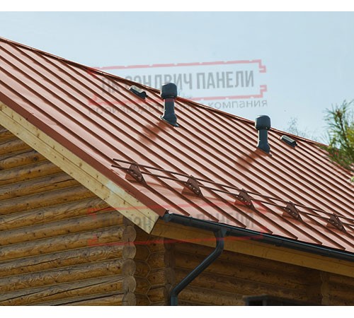 Фальц двойной стоячий Line 0,45 Drap RAL8004 терракота с пленкой на замках