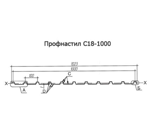 Продольно гнутый профнастил для укрытий конвейеров С18ПГ-1023, 1,0, нержавеющий