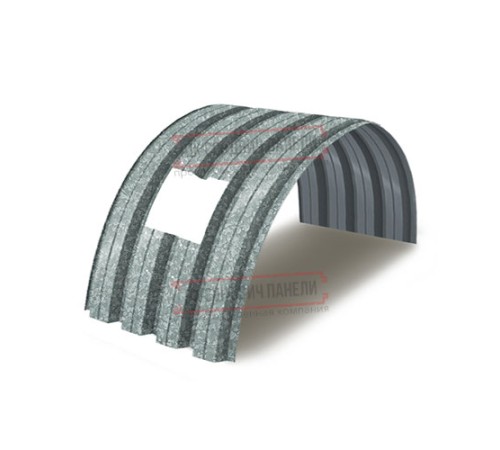 Продольно гнутый профнастил для укрытий конвейеров Н75ПГ-800, 0,7, оцинкованный
