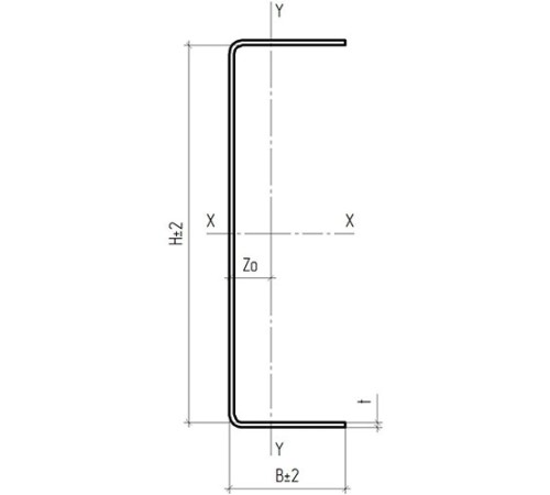 U-образный профиль 200x57x3000-1,2 мм, оцинкованный