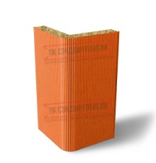 Угловая сэндвич-панель вертикальная из минеральной ваты, 0.5/0.5, ширина 1000 мм, толщина 10 мм, RAL2004