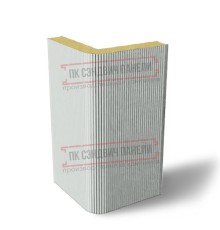 Угловая сэндвич-панель вертикальная из пенополиизоцианурата, 0.5/0.5, ширина 1200 мм, толщина 20 мм, RAL7035