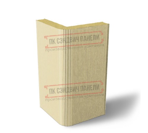 Угловая сэндвич-панель вертикальная из пенополиуретана, 0.5/0.5, ширина 1000 мм, толщина 100 мм, RAL1014