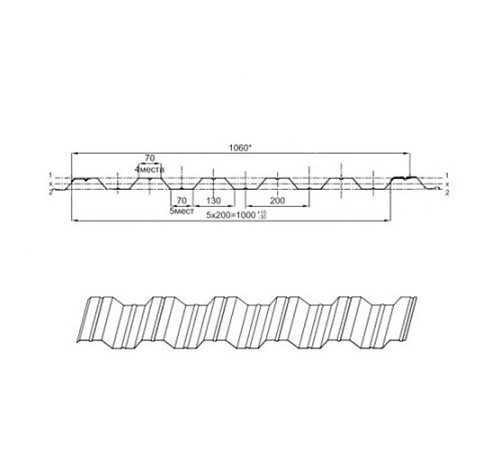 Профнастил НС35ПГ-0.65, Ширина-1100, Полиэстер RAL3005